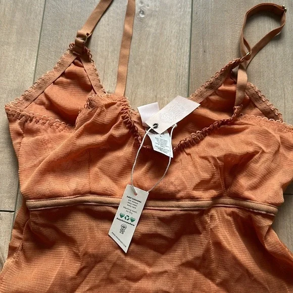NWT Free People X We Are HAH Thanks for Nothin Bodysuit Brown Sugar Sz L - Picture 5 of 10